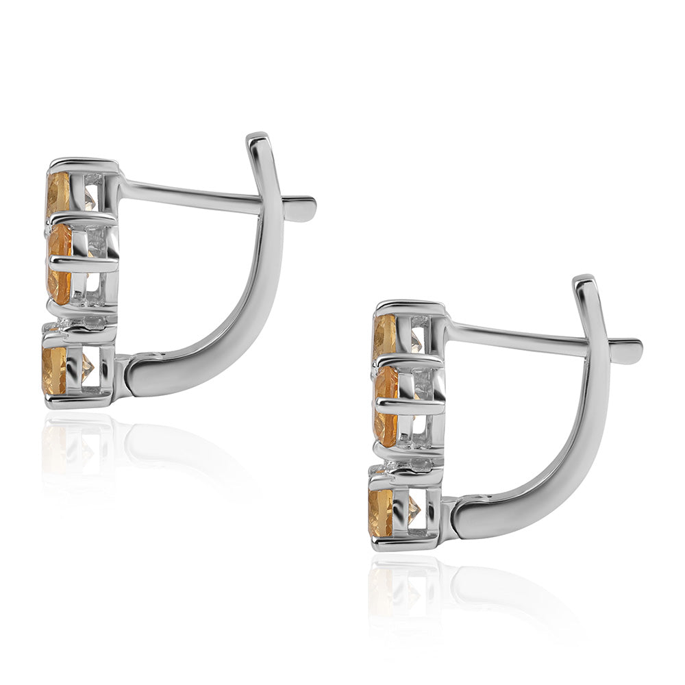 Stříbro 925/1000 - Náušnice s Brazilským Citrínem tř.AA a Bílým Topazem - Karátové číslo: 1.84. přibližná hmotnost: 2.97 gramů 3 
