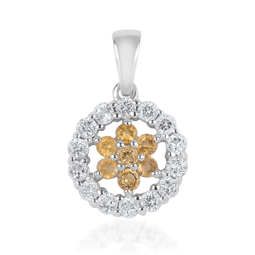 Stříbro 925/1000 - Přívěsek s Brazilským Citrínem tř.AA a Bílým Topazem - Karátové číslo: 0.84. přibližná hmotnost: 1.33 gramů 1 