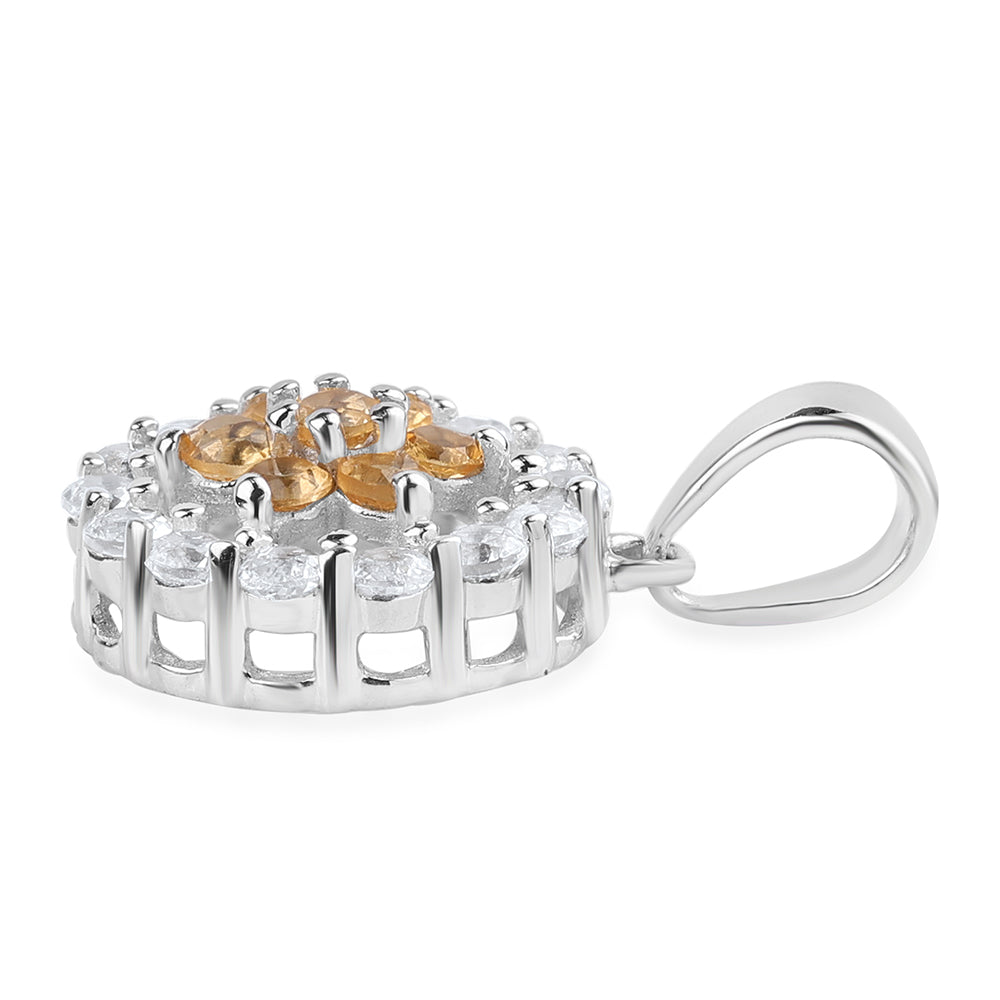 Stříbro 925/1000 - Přívěsek s Brazilským Citrínem tř.AA a Bílým Topazem - Karátové číslo: 0.84. přibližná hmotnost: 1.33 gramů 2 