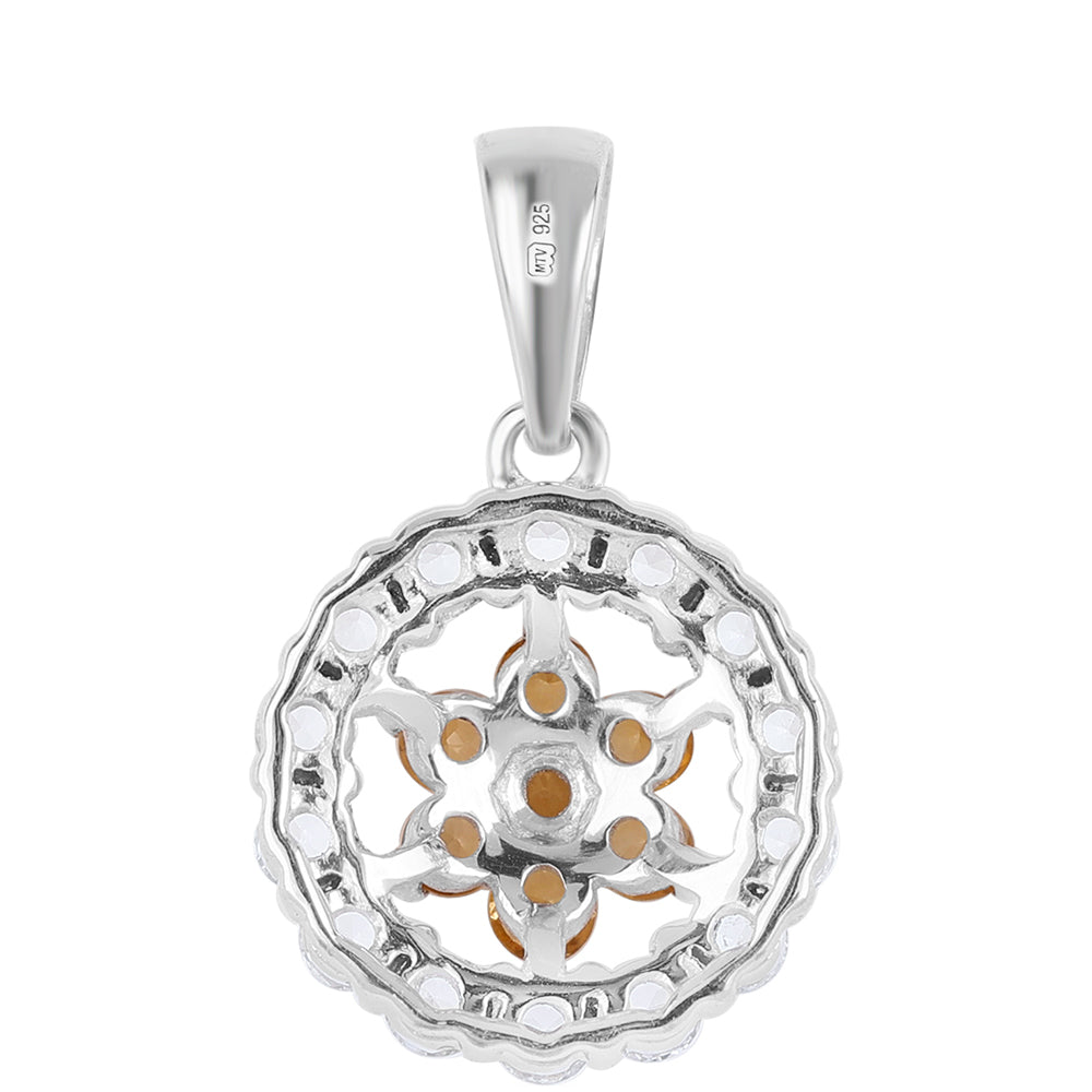 Stříbro 925/1000 - Přívěsek s Brazilským Citrínem tř.AA a Bílým Topazem - Karátové číslo: 0.84. přibližná hmotnost: 1.33 gramů 3 