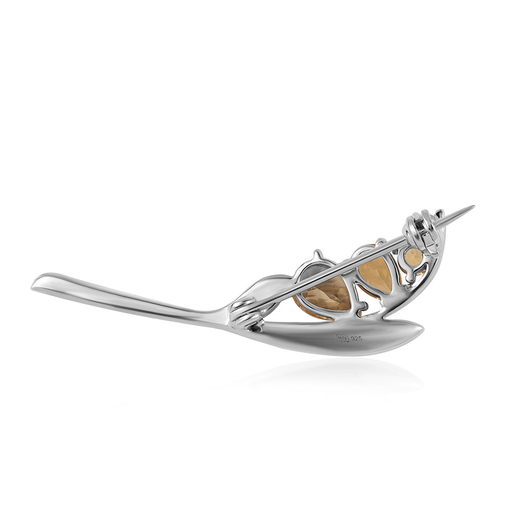 925 / 1000 Sterlingové Stříbro Brož s Brazilským Citrínem tř.AA 2 