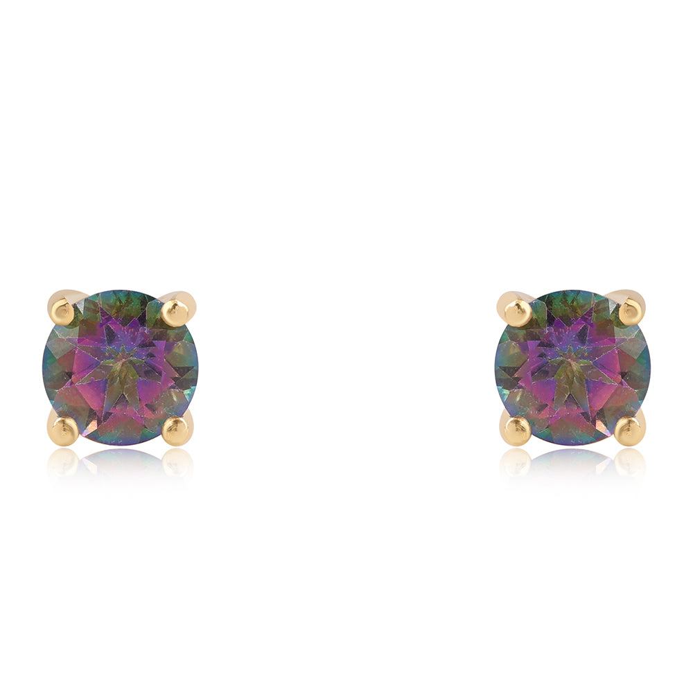 Pozlacené 925 / 1000 Sterlingové Stříbro Náušnice s Mystickým Topazem