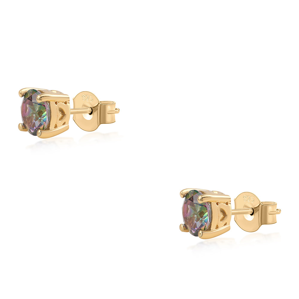 Pozlacené 925 / 1000 Sterlingové Stříbro Náušnice s Mystickým Topazem 1 