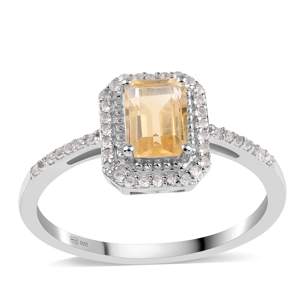 Stříbro 925/1000 - Prsten s Brazilským Citrínem tř.AA a Bílým Topazem - Karátové číslo: 1.39. přibližná hmotnost: 2.53 gramů 1 