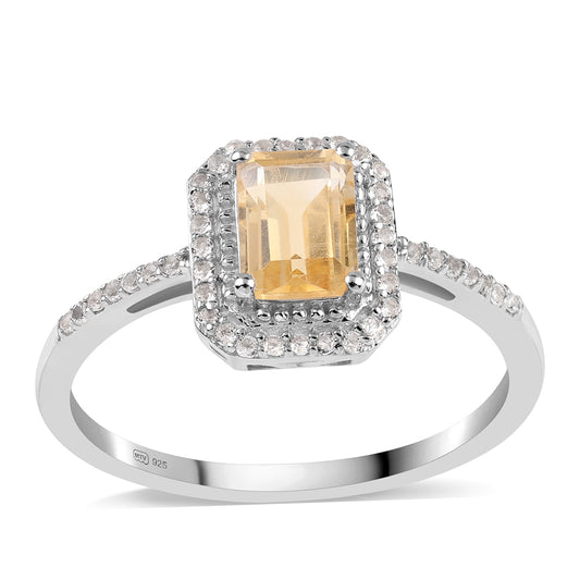 Stříbrný Prsten s Brazilským Citrínem tř.AA a Bílým Topazem