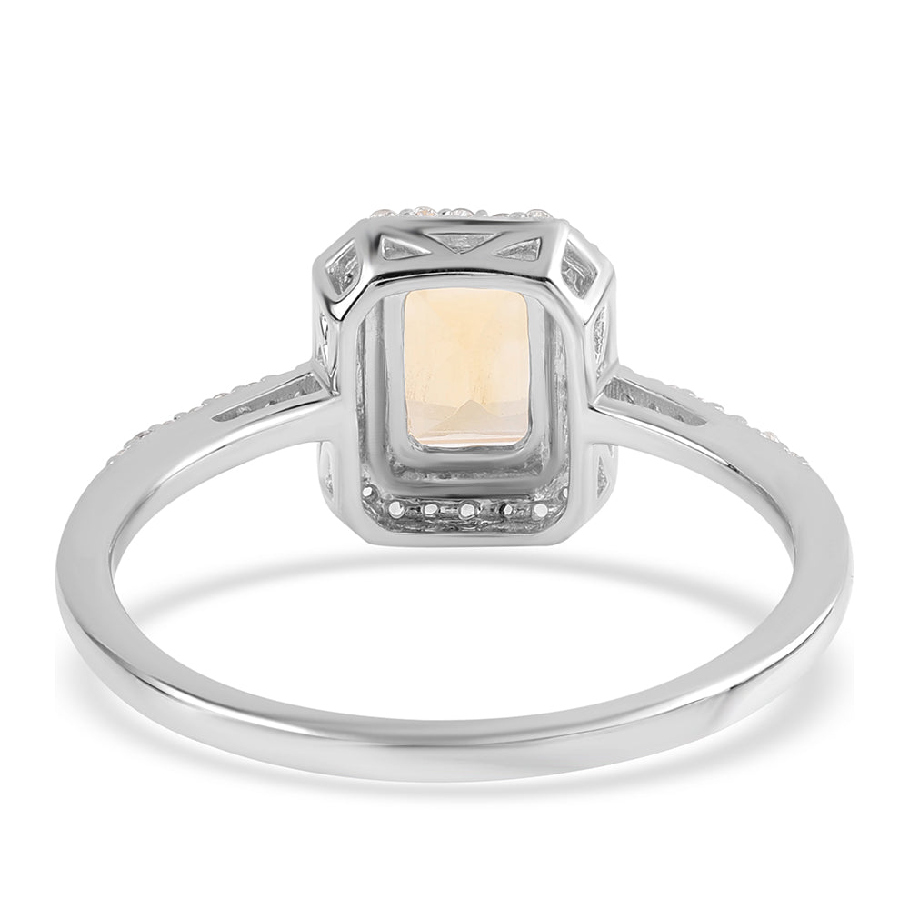 Stříbro 925/1000 - Prsten s Brazilským Citrínem tř.AA a Bílým Topazem - Karátové číslo: 1.39. přibližná hmotnost: 2.53 gramů