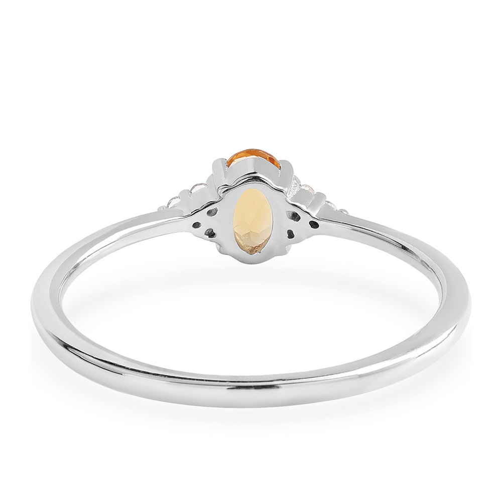 Stříbro 925/1000 - Prsten s Brazilským Citrínem tř.AA a Bílým Topazem - Karátové číslo: 0.48. přibližná hmotnost: 1.55 gramů 3 