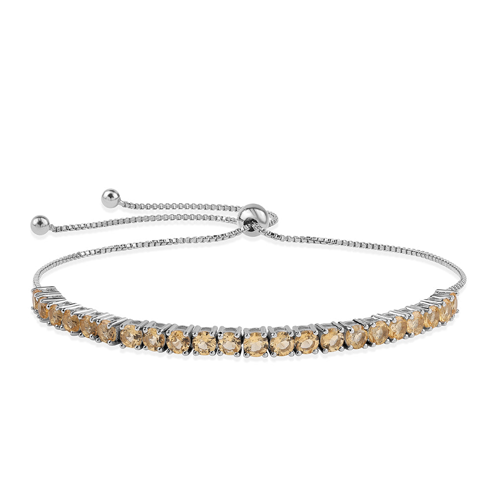 925 / 1000 Sterlingové Stříbro Náramek s Brazilským Citrínem tř.AA