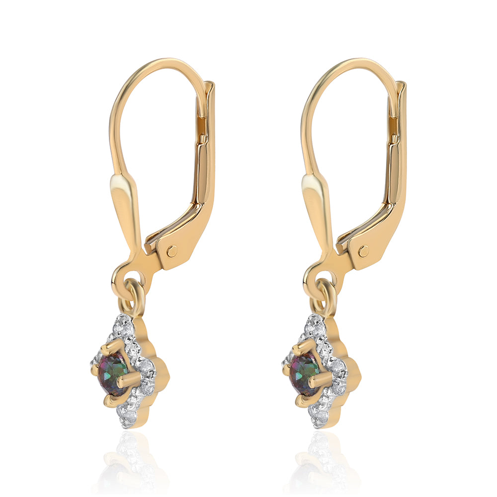 Pozlacené 925 / 1000 Sterlingové Stříbro Náušnice s Mystickým Topazem a Bílým Topazem 2 