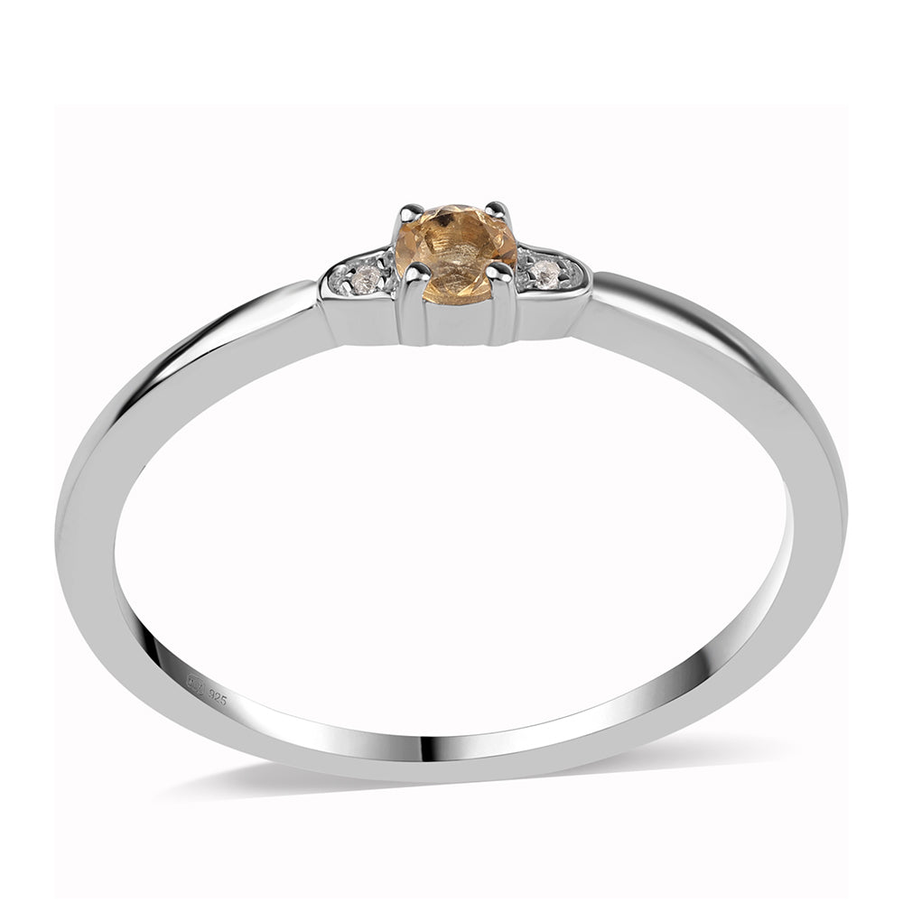 Stříbro 925/1000 - Prsten s Brazilským Citrínem tř.AA a Bílým Topazem - Karátové číslo: 0.18. přibližná hmotnost: 1.69 gramů 1 