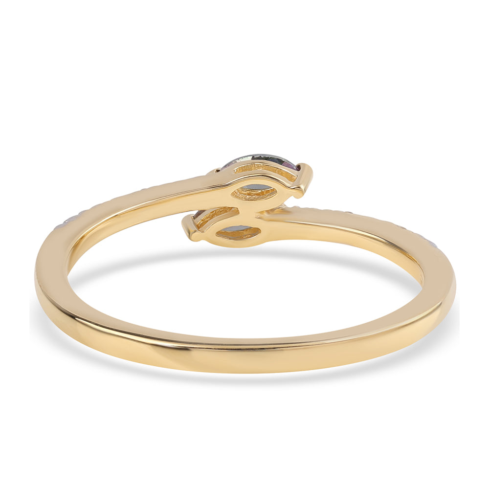 Pozlacené Stříbro 925/1000 - Prsten s Mystickým Topazem a Bílým Topazem - Karátové číslo: 0.36. přibližná hmotnost: 1.94 gramů 3 