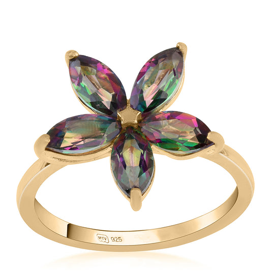 Pozlacený 925 / 1000 Sterlingové Stříbro Prsten s Mystickým Topazem