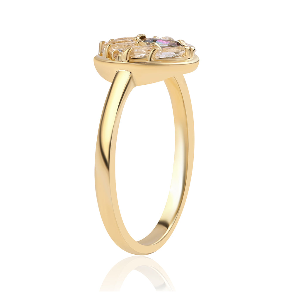 Pozlacené Stříbro 925/1000 - Prsten s Mystickým Topazem a Bílým Topazem - Karátové číslo: 0.94. přibližná hmotnost: 3.03 gramů