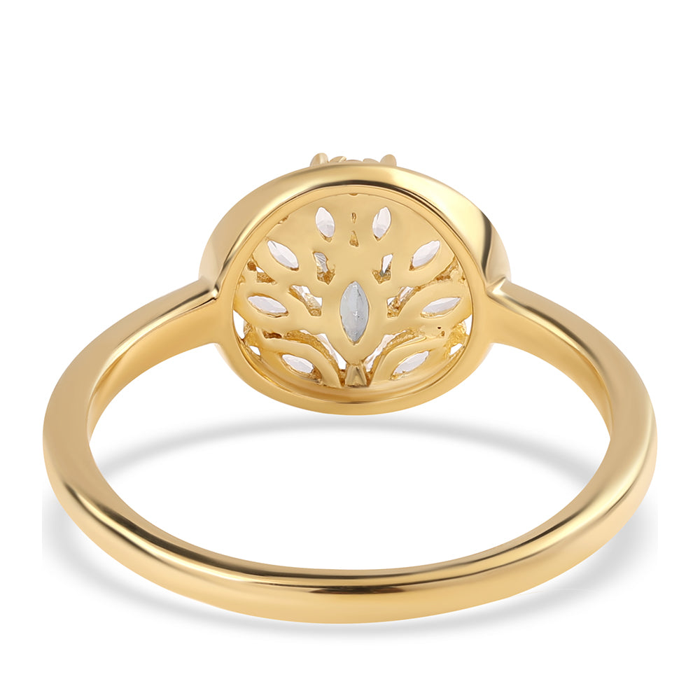 Pozlacené Stříbro 925/1000 - Prsten s Mystickým Topazem a Bílým Topazem - Karátové číslo: 0.94. přibližná hmotnost: 3.03 gramů