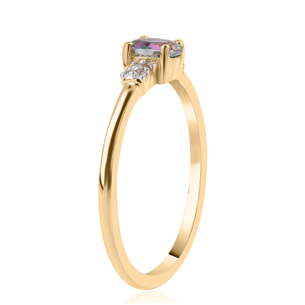 Pozlacený 925 / 1000 Sterlingové Stříbro Prsten s Mystickým Topazem a Bílým Topazem 2 