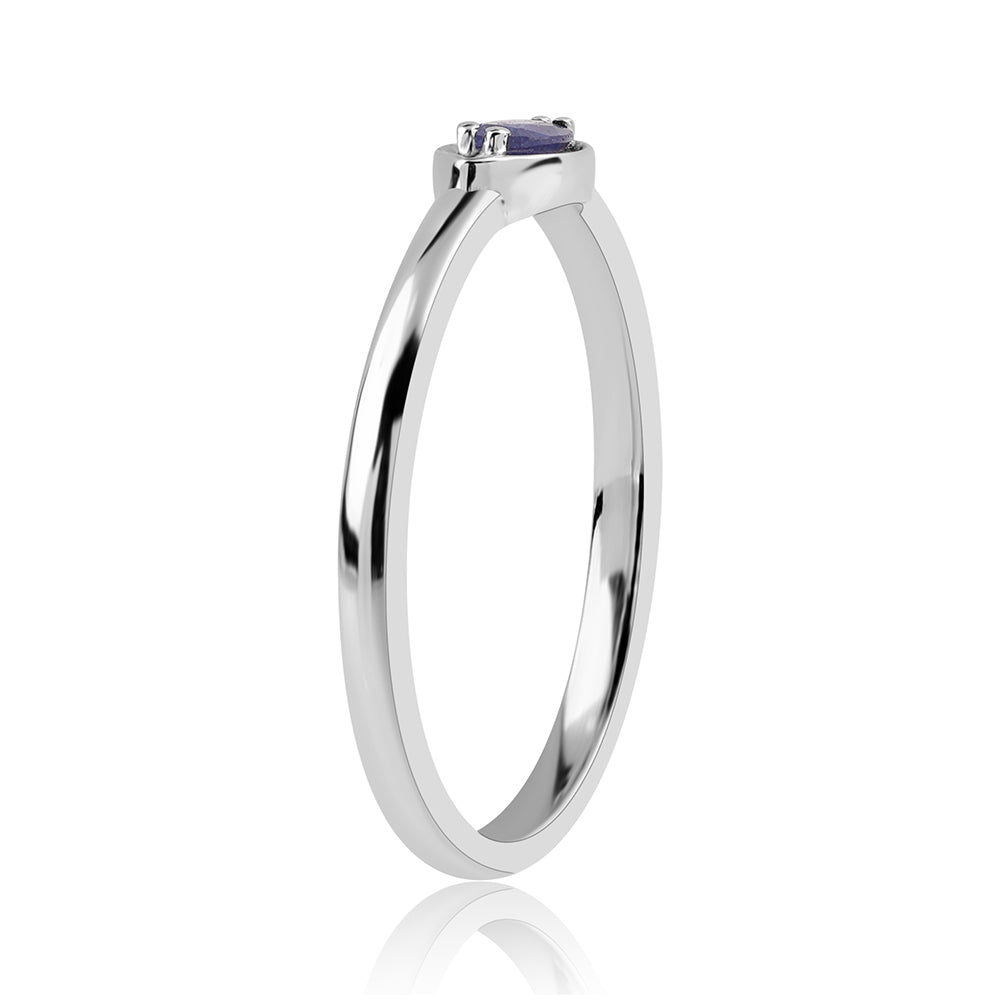 Stříbro 925/1000 - Prsten s Australským Modrým Safírem - Karátové číslo: 0.23. přibližná hmotnost: 1.94 gramů 2 