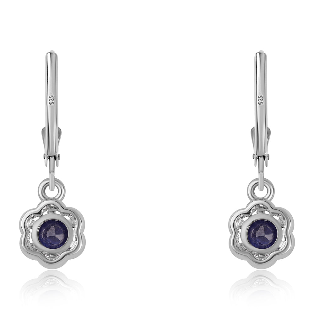 925 / 1000 Sterlingové Stříbro Náušnice s Australským Modrým Safírem a Bílým Topazem 3 