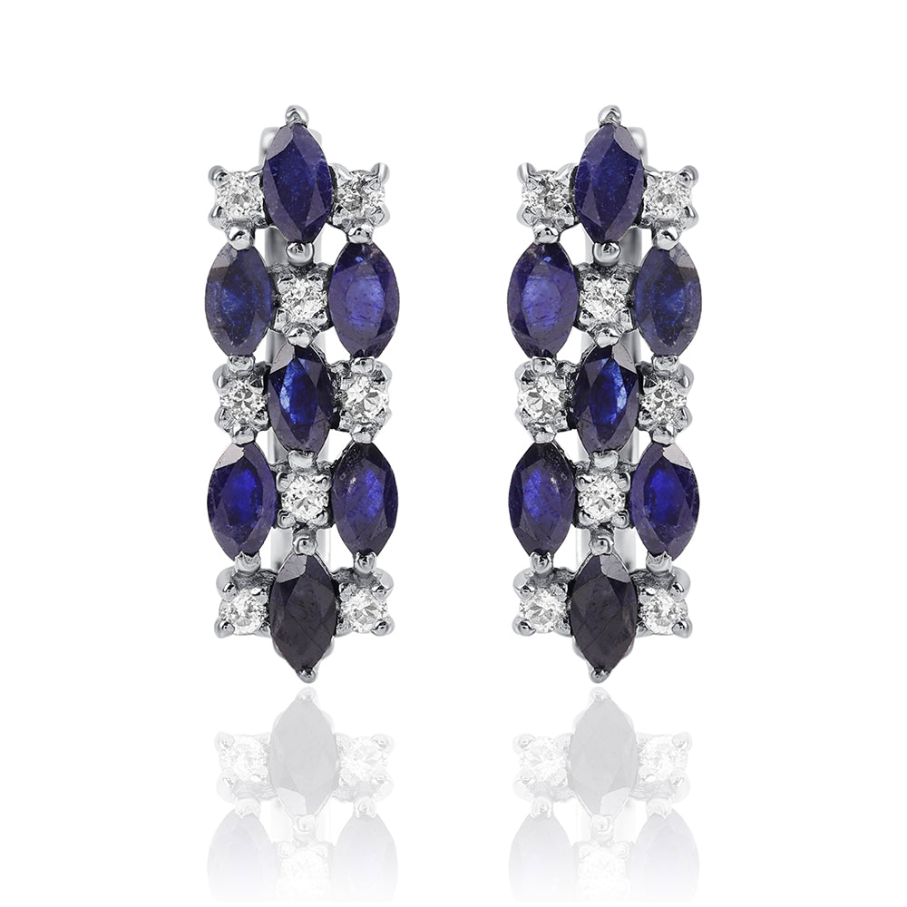 925 / 1000 Sterlingové Stříbro Náušnice s Australským Modrým Safírem a Bílým Topazem 1 