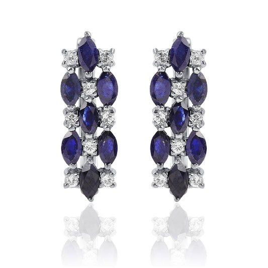 925 / 1000 Sterlingové Stříbro Náušnice s Australským Modrým Safírem a Bílým Topazem