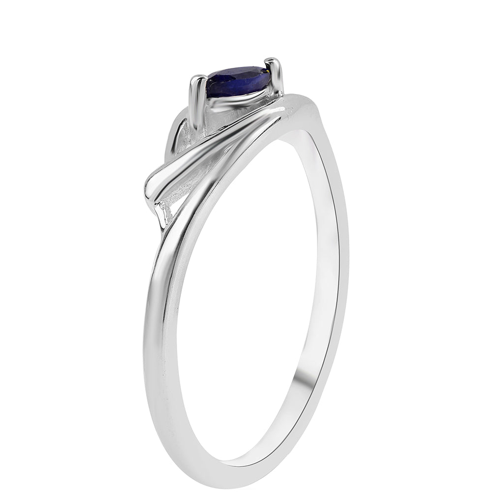 Stříbro 925/1000 - Prsten s Australským Modrým Safírem - Karátové číslo: 0.18. přibližná hmotnost: 2.13 gramů 3 