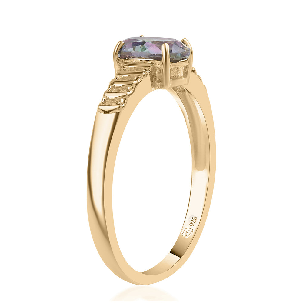 Pozlacený 925 / 1000 Sterlingové Stříbro Prsten s Mystickým Topazem 3 