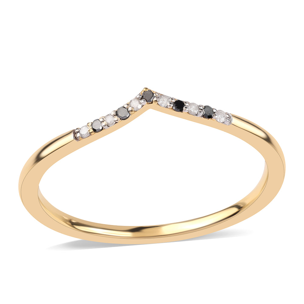 Pozlacený 925 / 1000 Sterlingové Stříbro Prsten s Černým Diamantem 1 