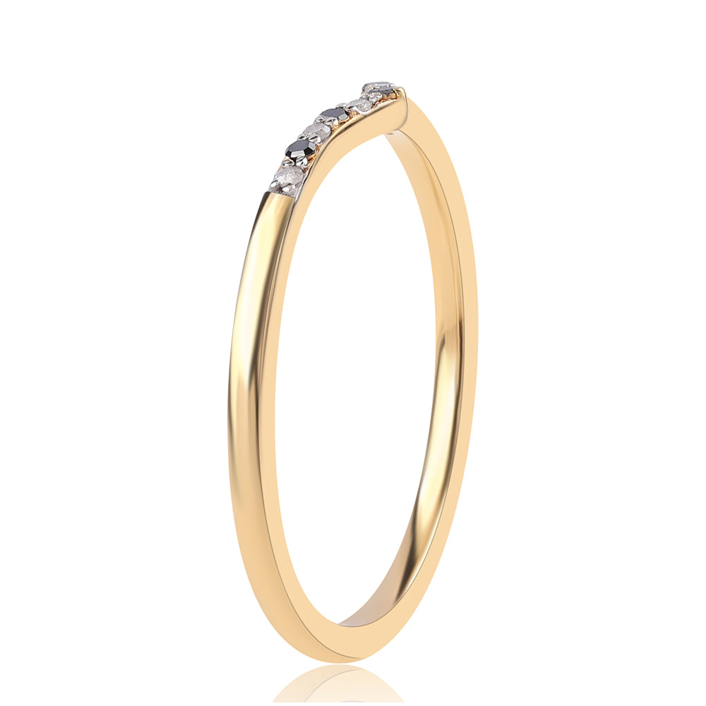 Pozlacený 925 / 1000 Sterlingové Stříbro Prsten s Černým Diamantem 3 