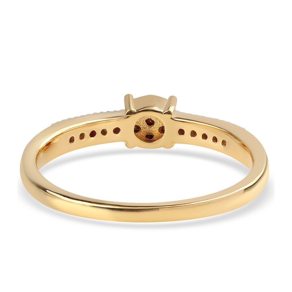 Pozlacené Sterlingové Stříbro 925 / 1000 - Prsten s Černým Diamantem