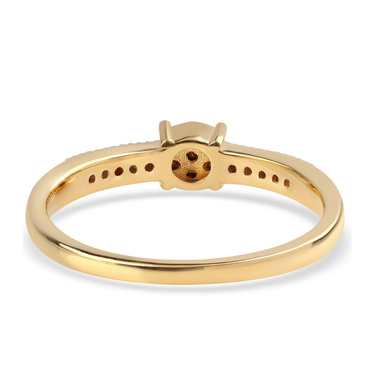 Pozlacené Sterlingové Stříbro 925 / 1000 - Prsten s Černým Diamantem