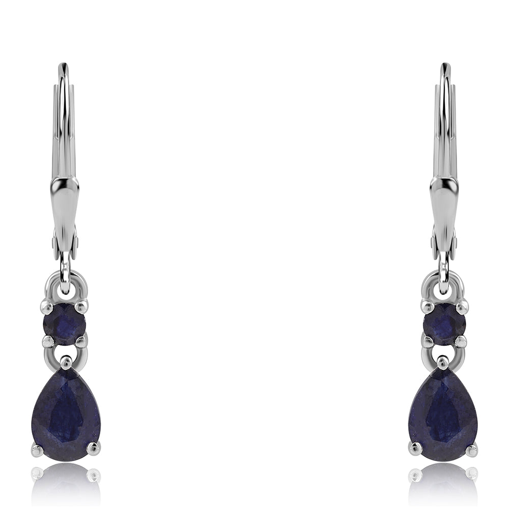 925 / 1000 Sterlingové Stříbro Náušnice s Australským Modrým Safírem 2 