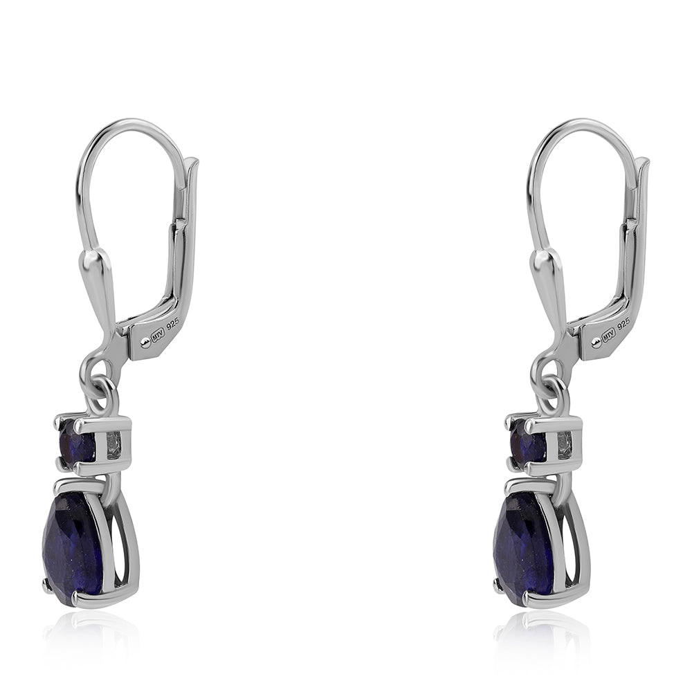 925 / 1000 Sterlingové Stříbro Náušnice s Australským Modrým Safírem