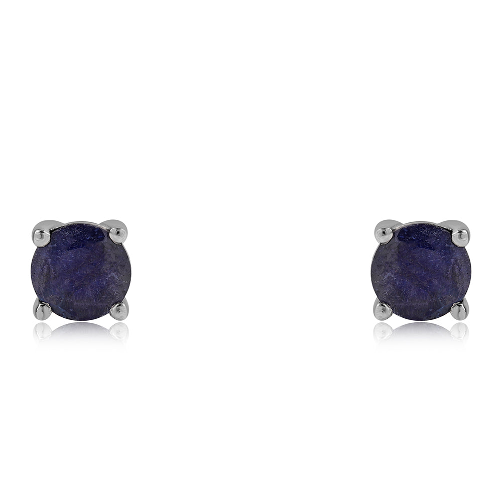 Stříbro 925/1000 - Náušnice s Australským Modrým Safírem - Karátové číslo: 1.6. přibližná hmotnost: 1.11 gramů