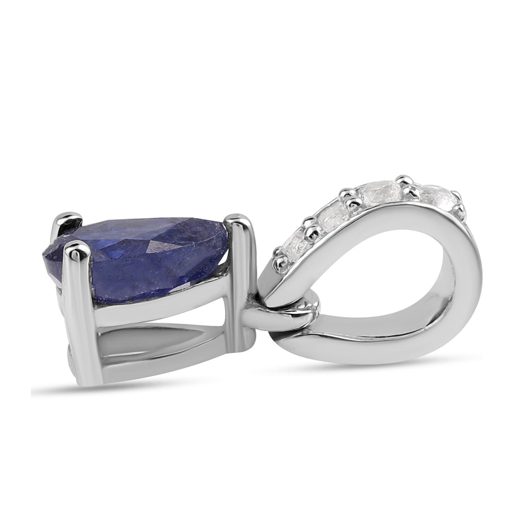 Stříbro 925/1000 - Přívěsek s Australským Modrým Safírem a Bílým Topazem - Karátové číslo: 0.73. přibližná hmotnost: 0.73 gramů