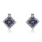 925 / 1000 Sterlingové Stříbro Náušnice s Australským Modrým Safírem a Bílým Topazem