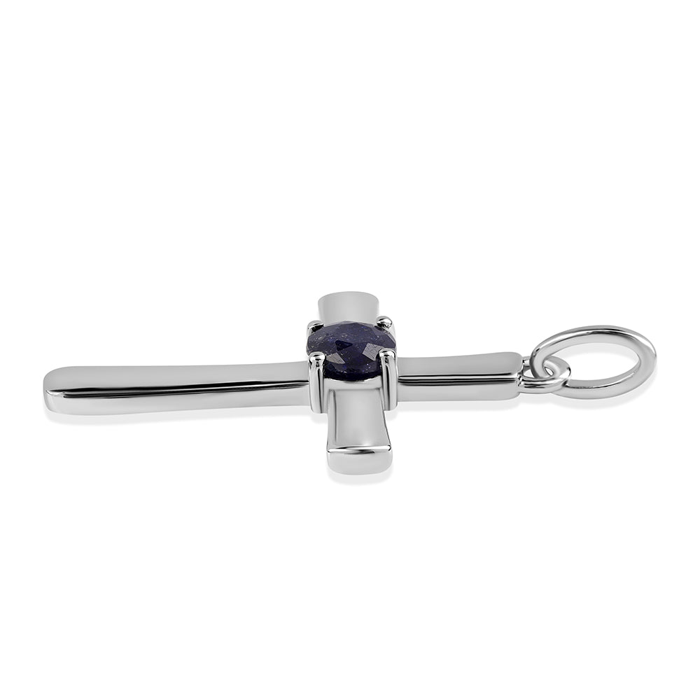 Stříbro 925/1000 - Přívěsek s Australským Modrým Safírem - Karátové číslo: 0.8. přibližná hmotnost: 2.09 gramů 2 