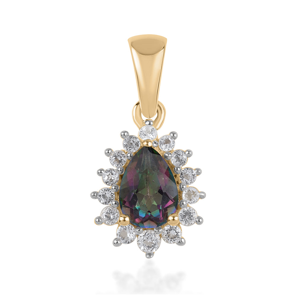 Pozlacený 925 / 1000 Sterlingové Stříbro Přívěsek s Mystickým Topazem a Bílým Topazem 1 