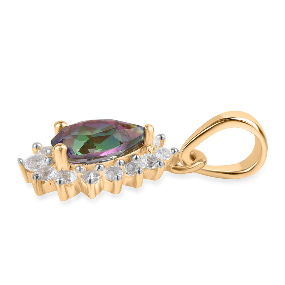 Pozlacený 925 / 1000 Sterlingové Stříbro Přívěsek s Mystickým Topazem a Bílým Topazem 2 