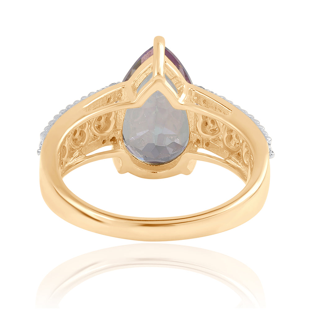 Pozlacený 925 / 1000 Sterlingové Stříbro Prsten s Mystickým Topazem a Bílým Topazem 2 