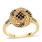 Pozlacený 925 / 1000 Sterlingové Stříbro Prsten s Černým Diamantem