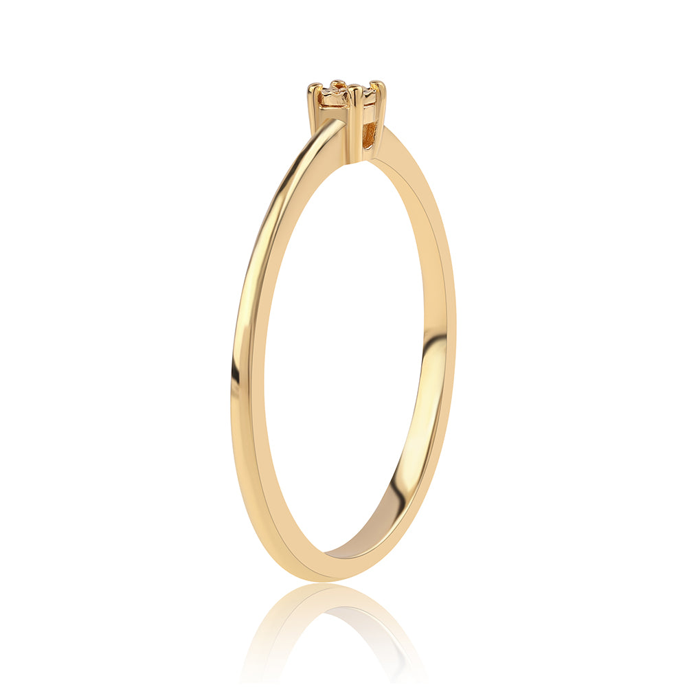 Pozlacené Stříbro 925/1000 - Prsten s Černým Diamantem - Karátové číslo: 0.06. přibližná hmotnost: 1.37 gramů 2 