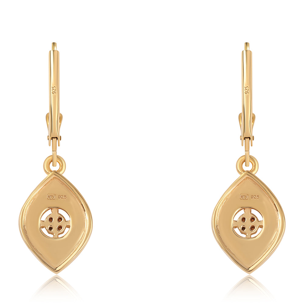 Pozlacené Sterlingové Stříbro 925 / 1000 - Náušnice s Černým Diamantem