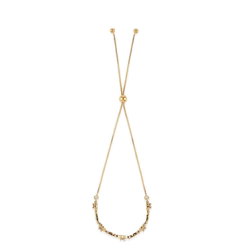 Pozlacené Sterlingové Stříbro 925 / 1000 - Náramek s Černým Diamantem