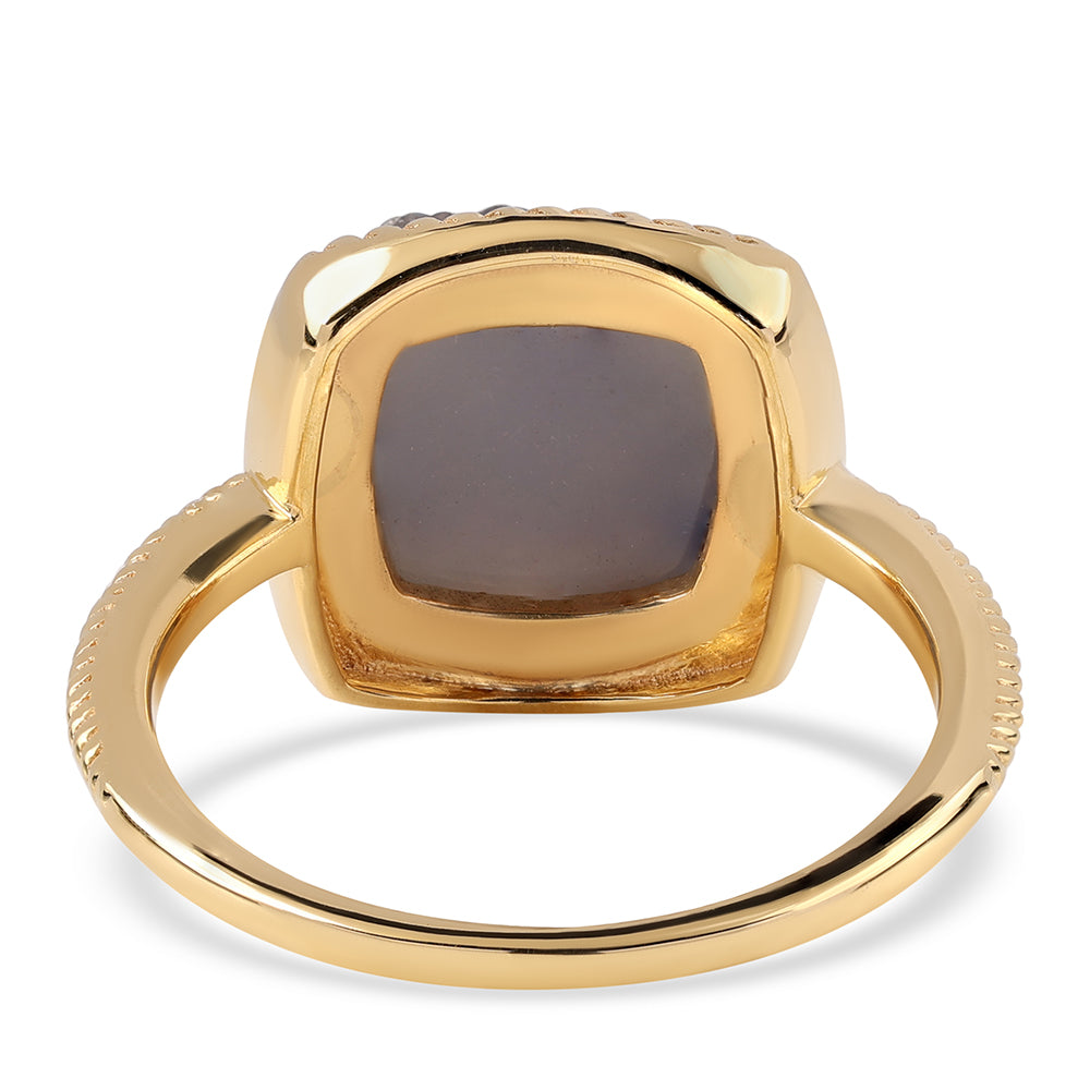 Pozlacený 925 / 1000 Sterlingové Stříbro Prsten s Fialovou Drusy