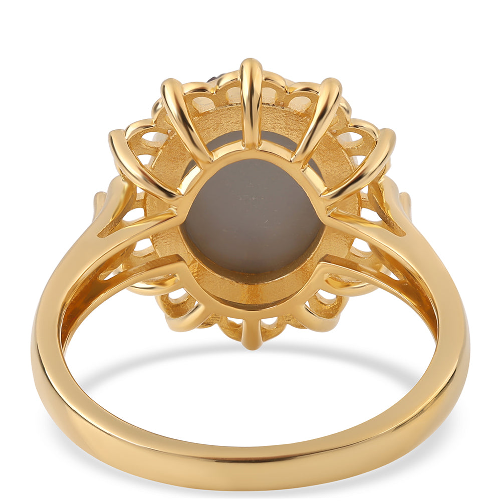 Pozlacený 925 / 1000 Sterlingové Stříbro Prsten s Fialovou Drusy 3 