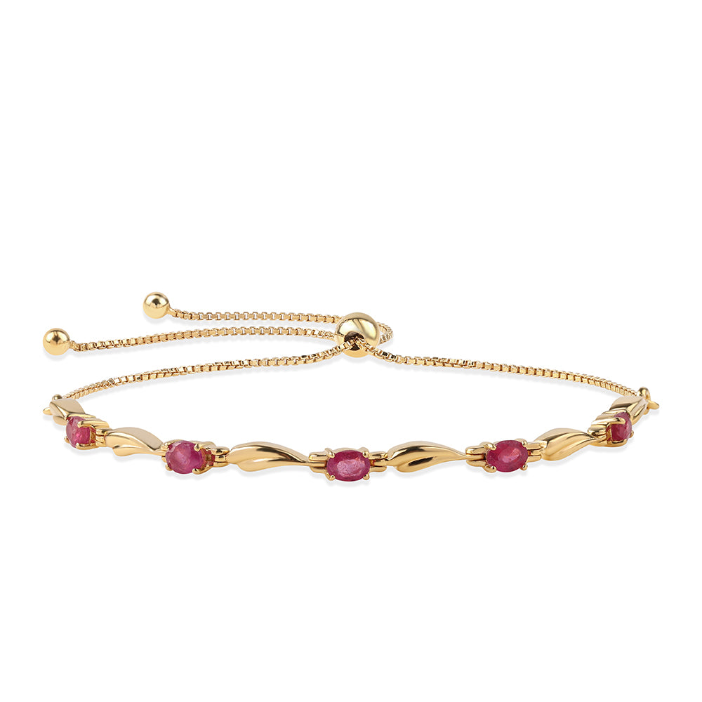 Pozlacený 925 / 1000 Sterlingové Stříbro Náramek s Mozambickým Rubínem 1 