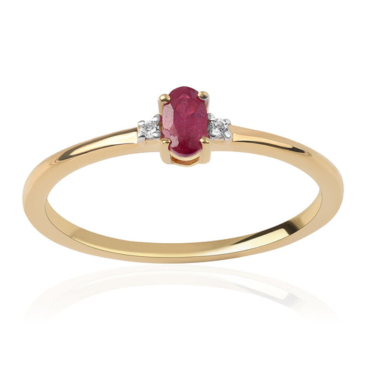 Pozlacené Sterlingové Stříbro 925 / 1000 - Prsten s Mozambickým Rubínem a Bílým Topazem