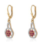 Pozlacené Sterlingové Stříbro 925 / 1000 - Náušnice s Mozambickým Rubínem a Bílým Topazem