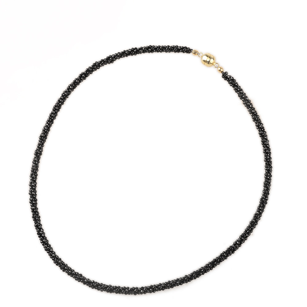 Pozlacené Sterlingové Stříbro 925 / 1000 - Náhrdelník s Černým spinelem 1 