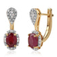Pozlacené Stříbro 925/1000 - Náušnice s Mozambickým Rubínem a Bílým Topazem - Karátové číslo: 2.4. přibližná hmotnost: 4.49 gramů