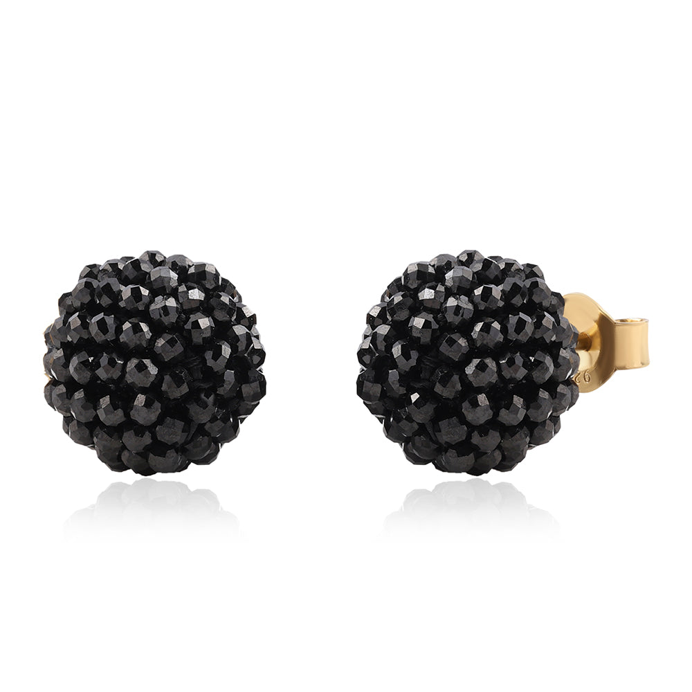 Pozlacené 925 / 1000 Sterlingové Stříbro Náušnice s Černým spinelem 2 